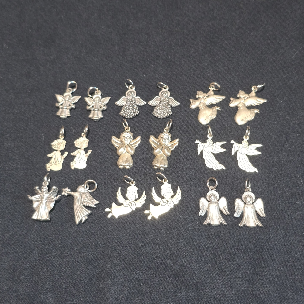 Elegant Metal Angel Charm Set Lot Of 18